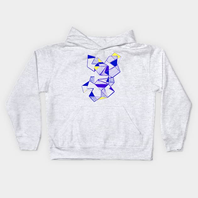 Geometric abstract art blue futuristic Kids Hoodie by soycarola